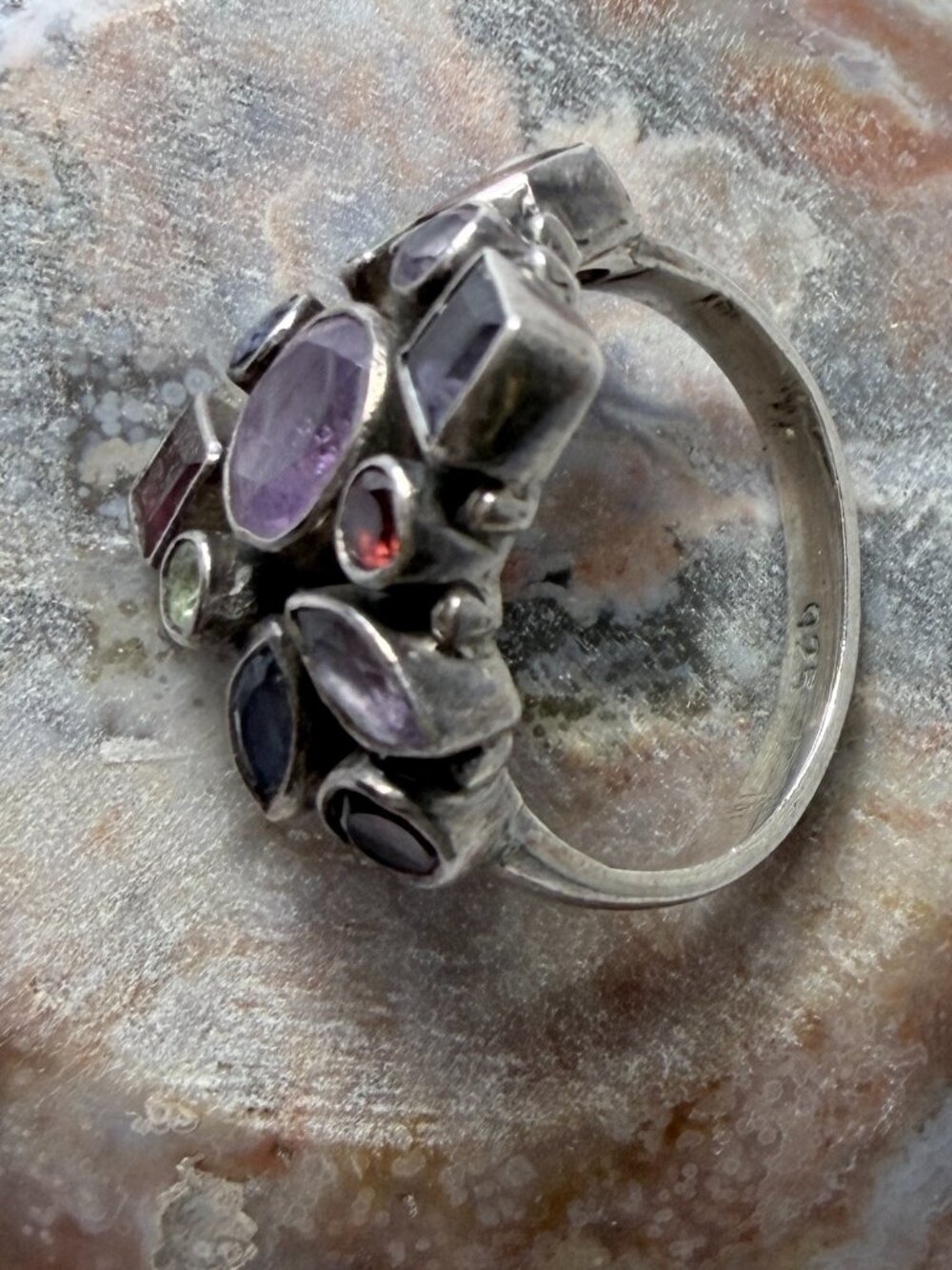 Gemstone and Sterling Silver Ring Size 7 - Picture 5 of 5